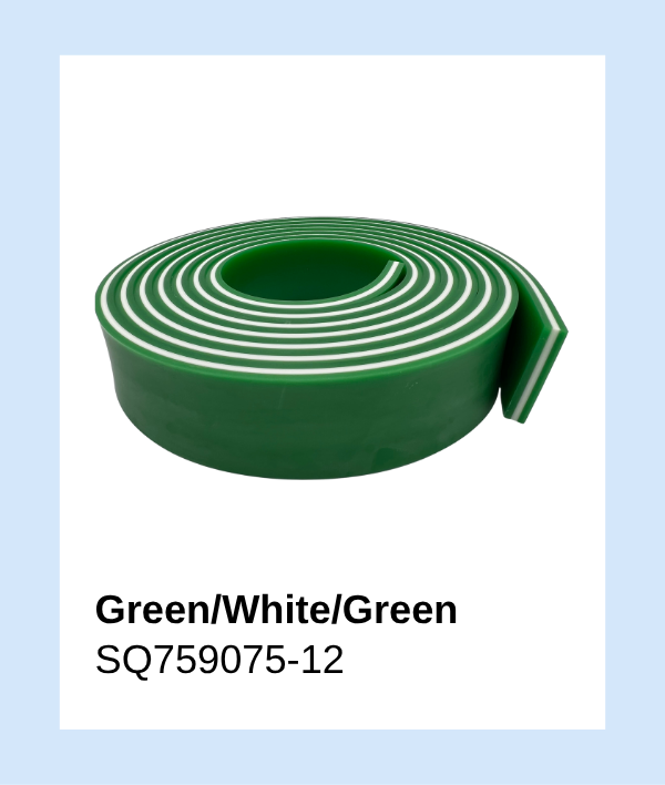 SQ759075-12 - Squeegee 75/90/75 Duro Green/White/Green Roll 12'