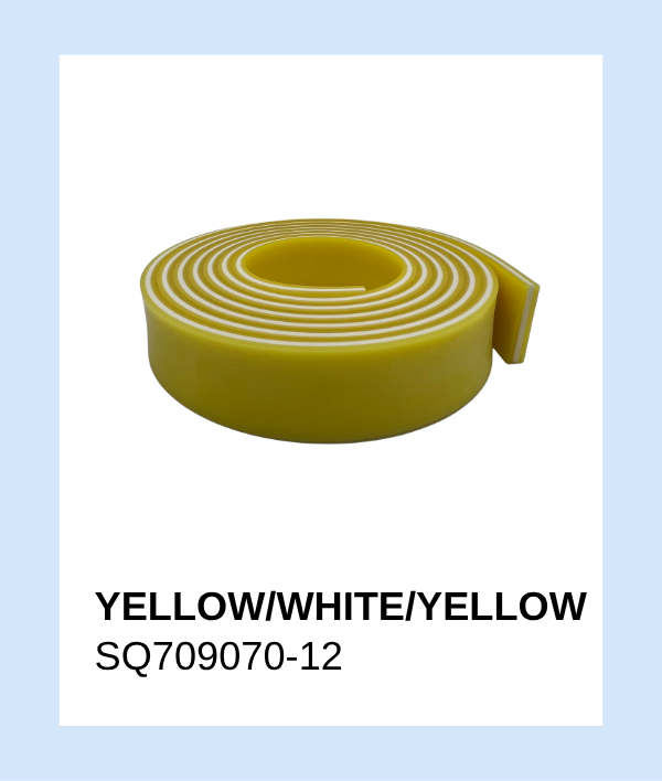 SQ709070-12 - Squeegee  70/90/70 Duro Yellow/White/Yellow Roll 12'
